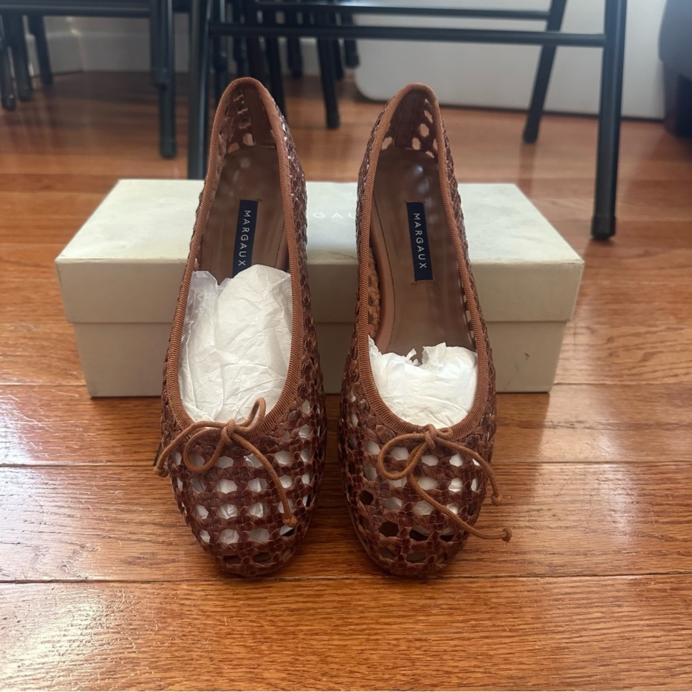 Margaux Brown Woven Flats